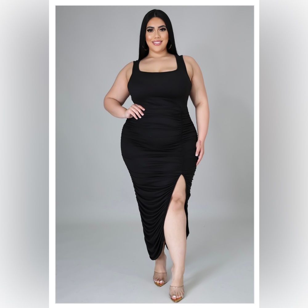 Sleeveless maxi side spilt dress